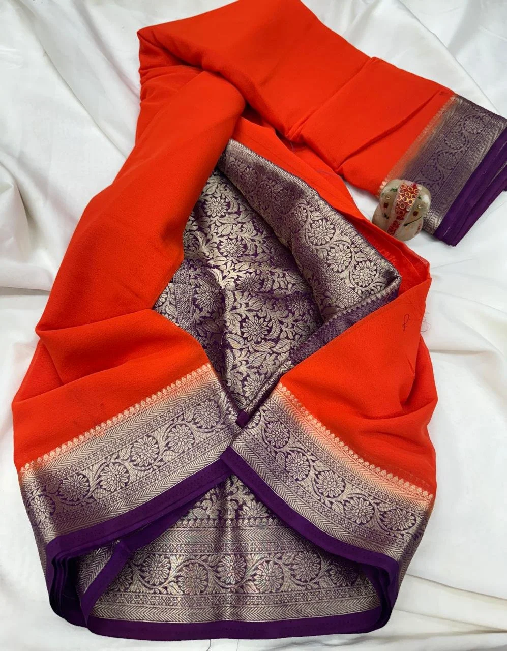 PURE PREMIUM GALA GEORGETTEFOR THIS FESTIVAL SEASONLAUNCHING PURE GALA GEORGETTE WITH CONTRAST BORDER N CONTRAST BROCADE BLOUSE WITH RICH PALLURICH N PURE FEEL GEORGETTE SINGLES N MUTILPLES@ 1350+FREESHIPBACK IN STOCKAVL IN MULTIPLESHIT AVL COLORS thumbnail 5