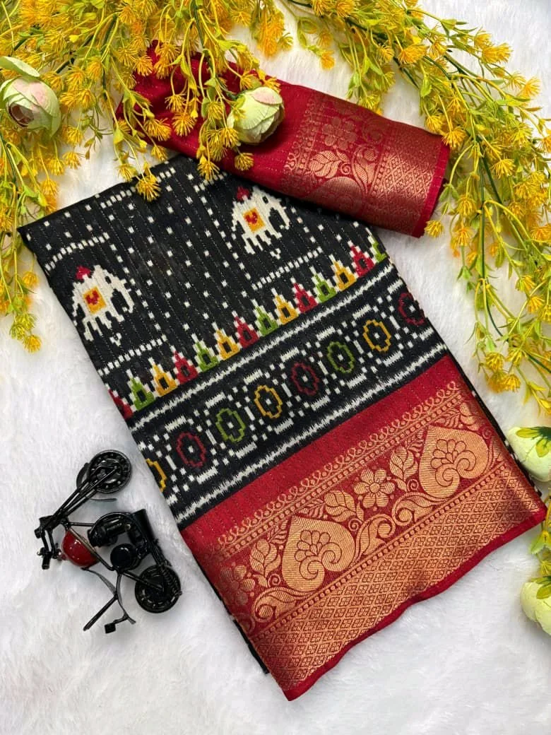 Dola Silk Saree with Zari Border thumbnail 5