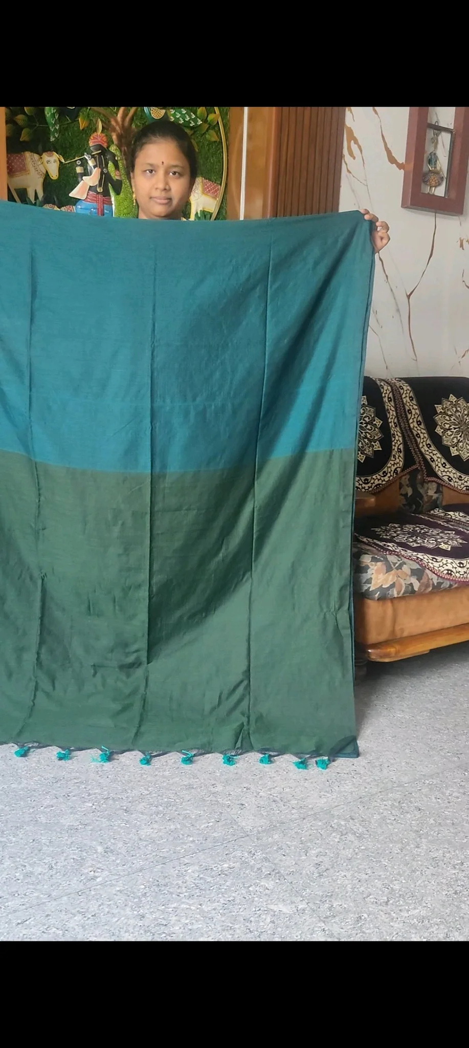 Contrast Pallu With Contrast Blouse Khadhi Cottons thumbnail 3