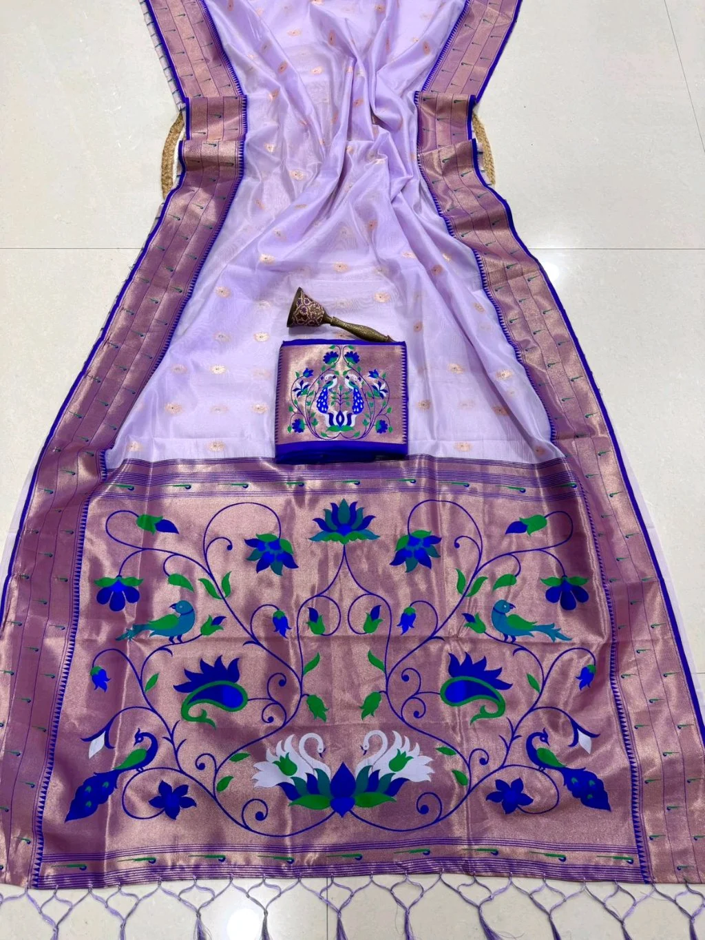 Paithani Silk Saree with Peacock and Floral Motifs thumbnail 10