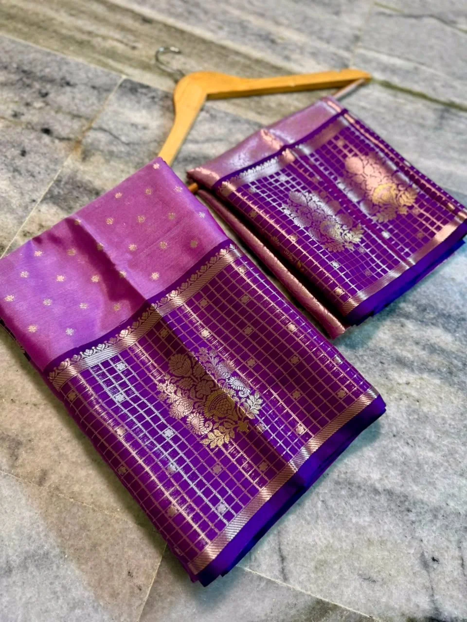 Lavender Purple Banarasi Semi Katan Silk Blend Saree thumbnail 1