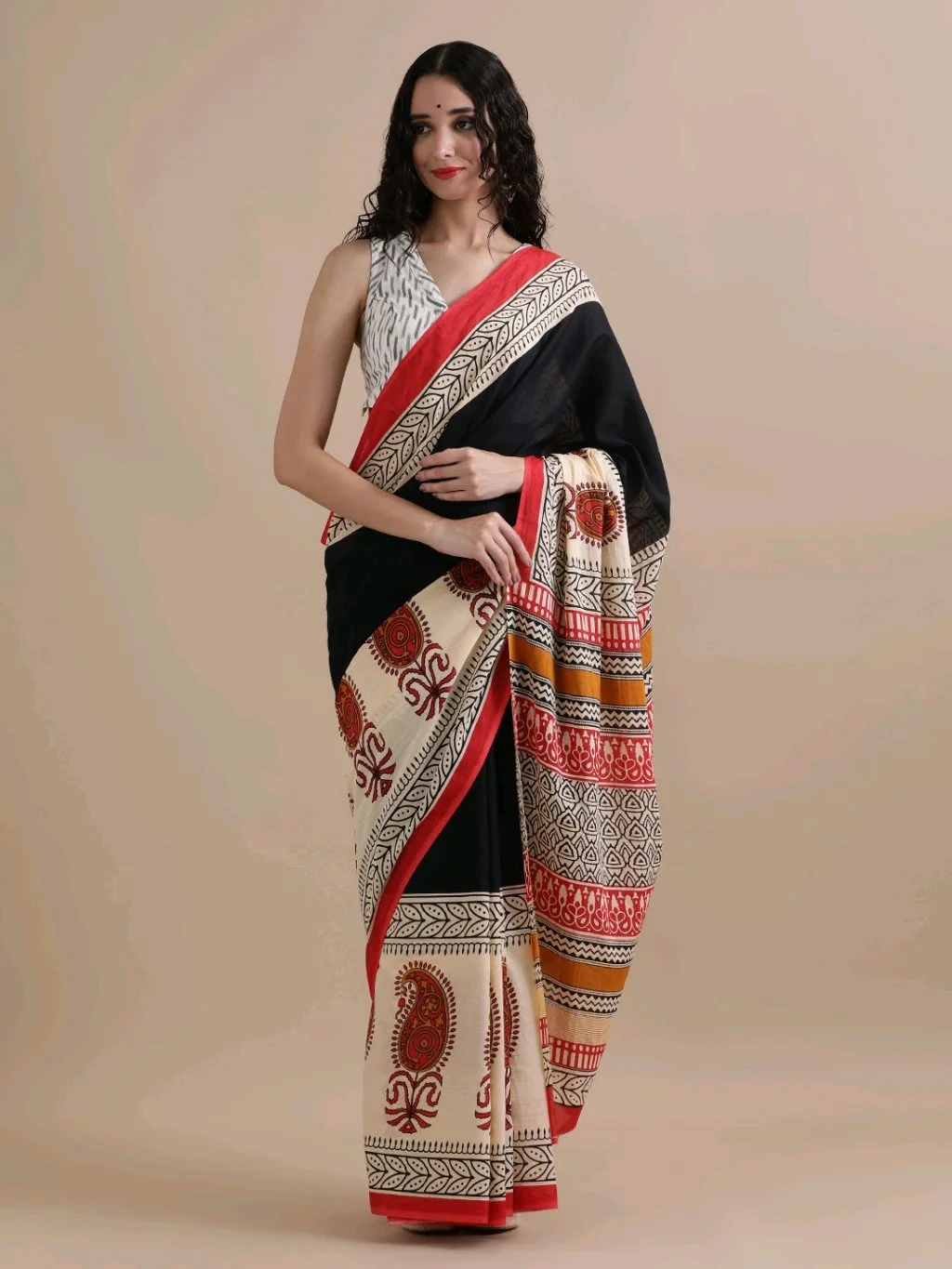 New updateBagru Block Print Cotton mulmul Sarees With Running Blouse Fabric:- Pure Mulmul (9280)Saree:-5.5m+ Blouse:- 1mPrice:- 700 5