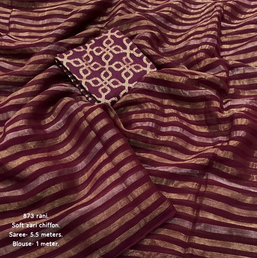 Rama Green Soft Zari Chiffon Saree 3