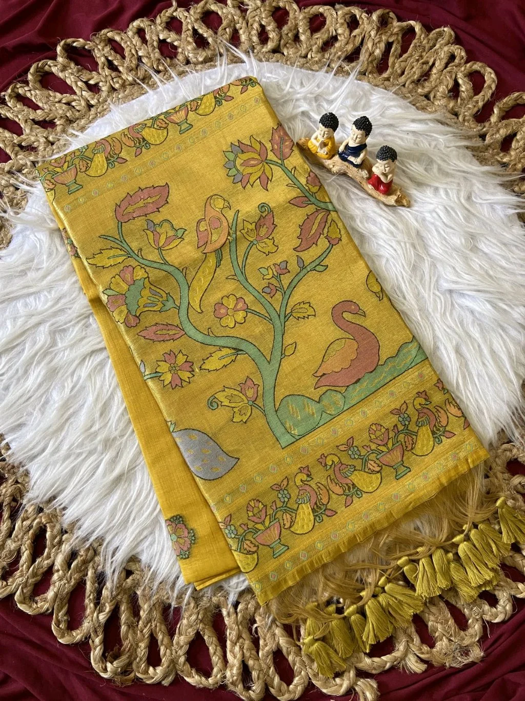 Soft Muga Cotton Paithani Saress thumbnail 3