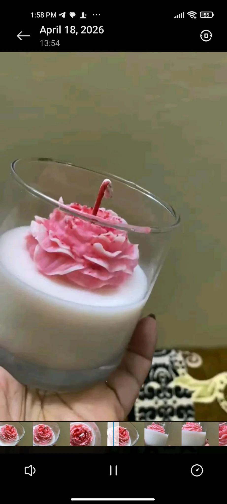 Pink Rose Scented Candle in Glass