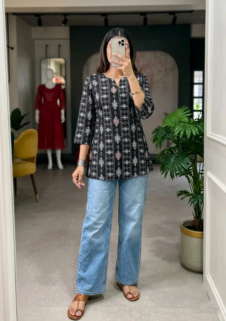 Geometric Print Tunic Top 1
