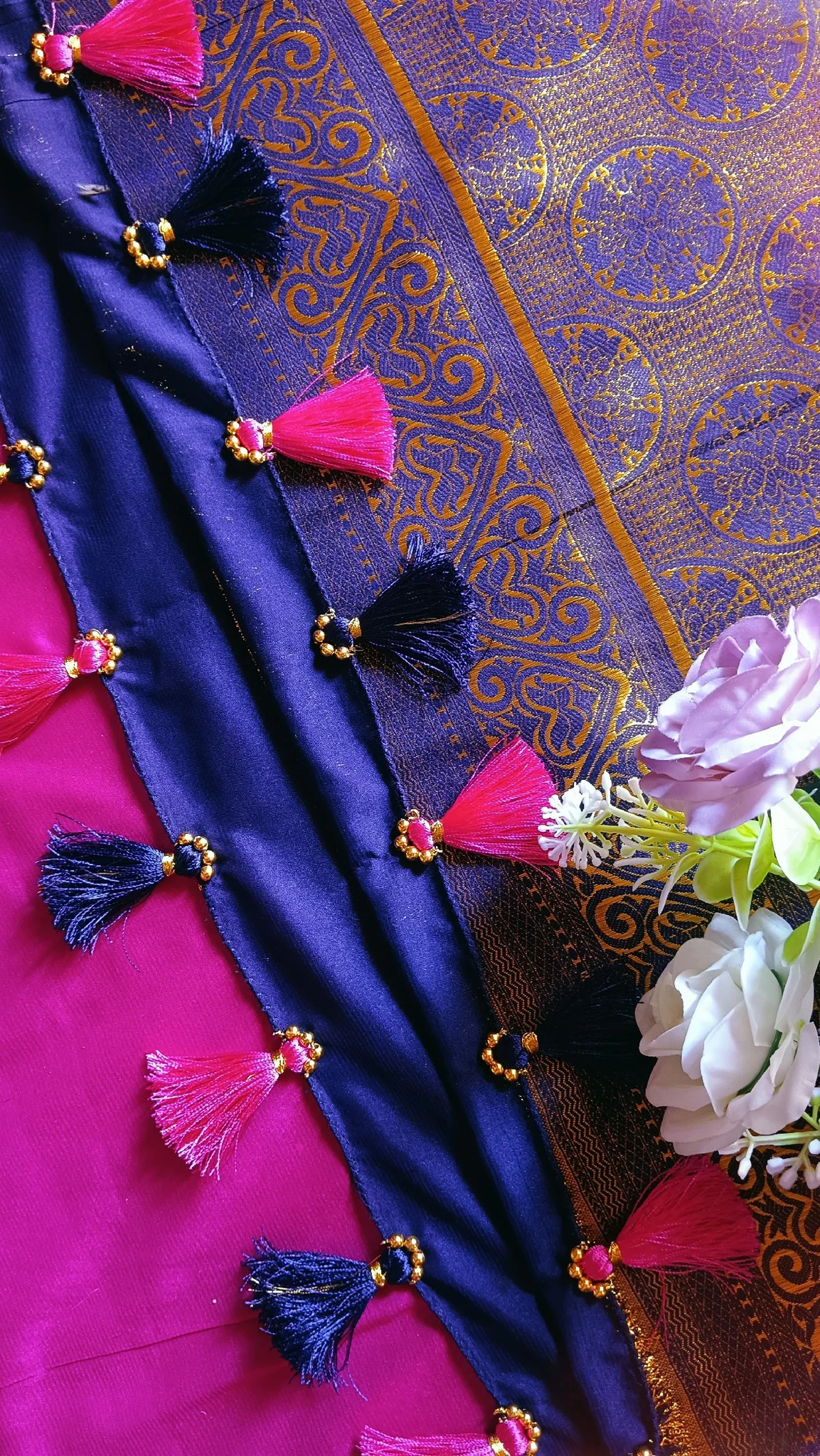 Beautiful Saree Tassels and Beads Attaching thumbnail 2