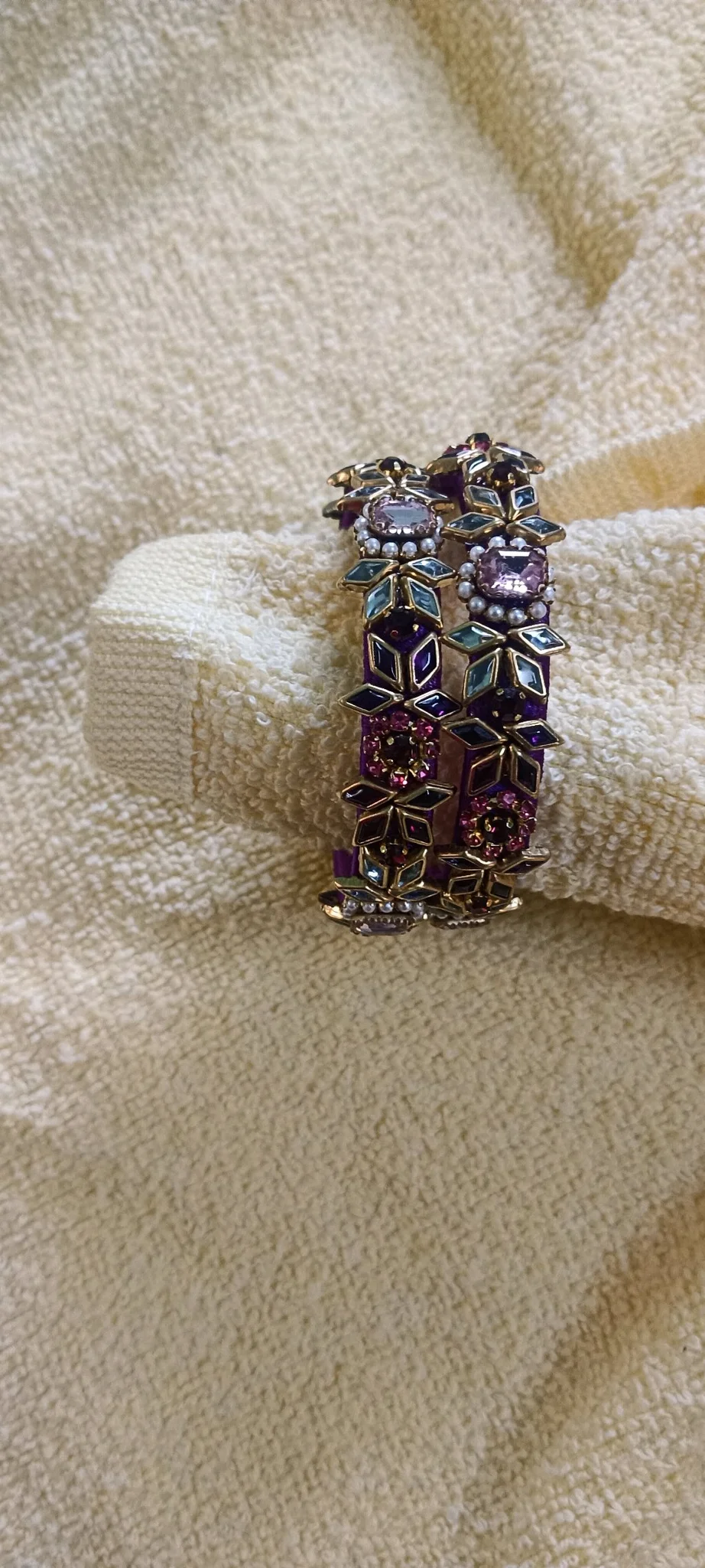 Purple Velvet Stone Embellished Bangles thumbnail 1
