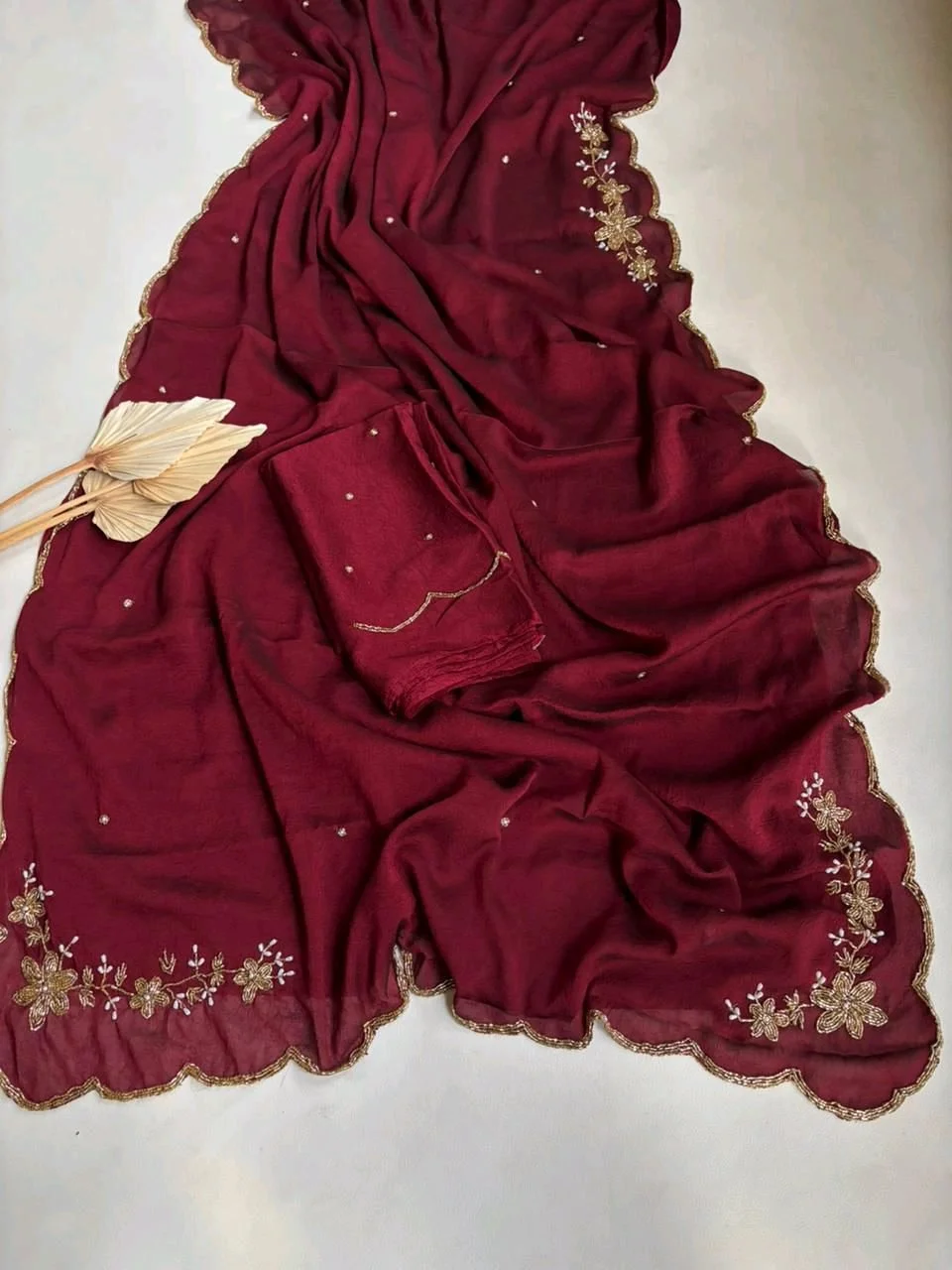 Soft Rangoli  Saree with Scalloped Gold Embroidery 1
