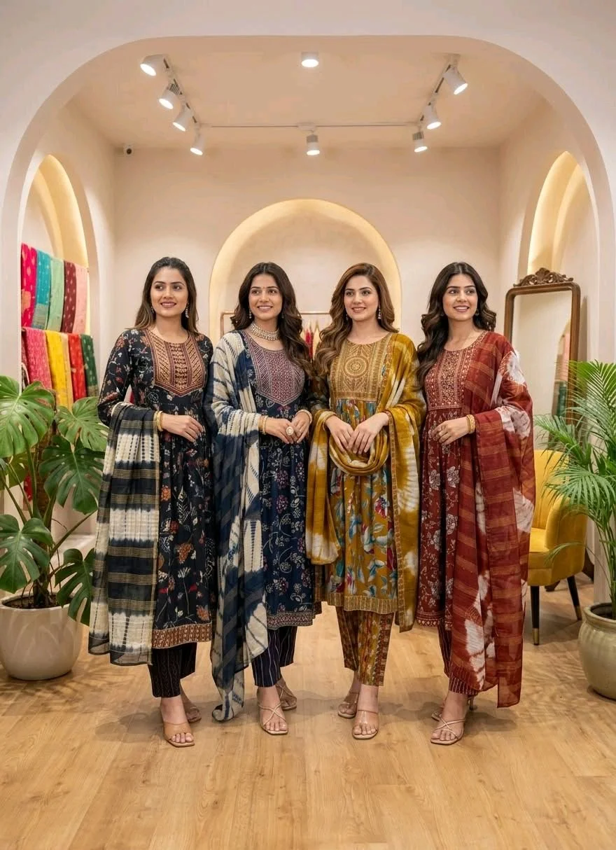Embroidered Cotton Kurti Sets with Dupatta thumbnail 4