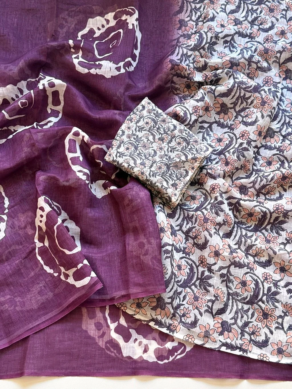Soft Cotton Lenin Abstract Floral Print Fabric thumbnail 5