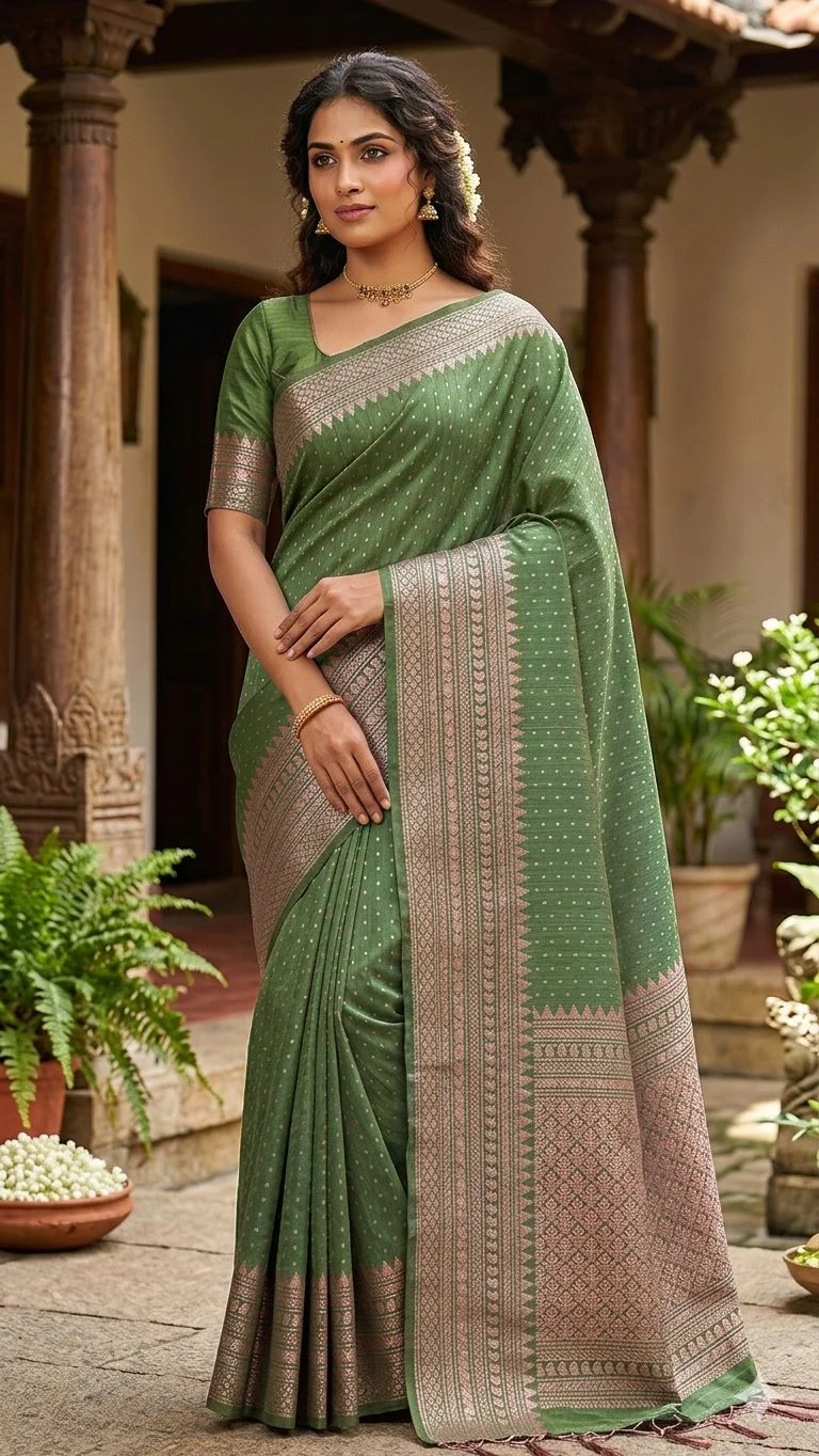 cotton+silk mixed saree