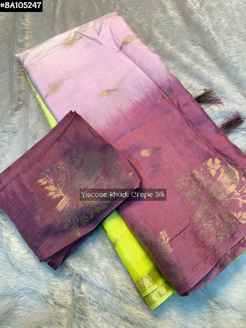 Viscose Khadi Crepe Silk Ombre Saree thumbnail 1