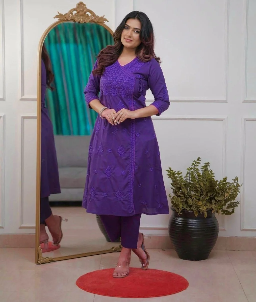 Embroidered Angrakha Kurta Set 3
