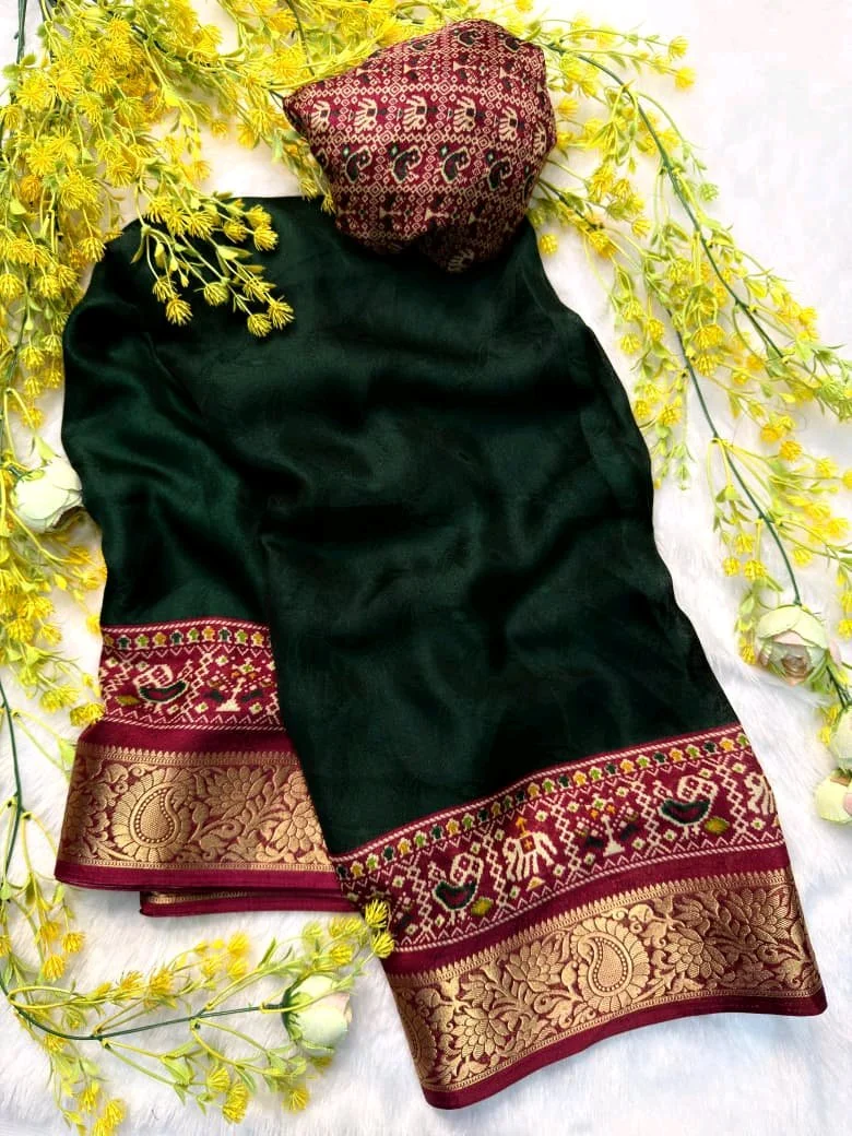 New Ajrakh Nevy Marsh Mellow Self Saree thumbnail 4