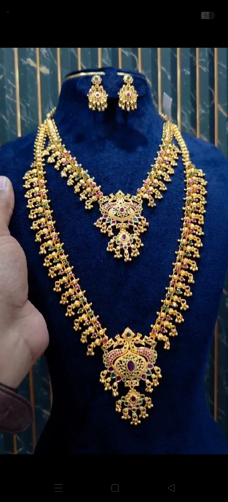 Gold Plated Traditional Necklace Set with Earrings