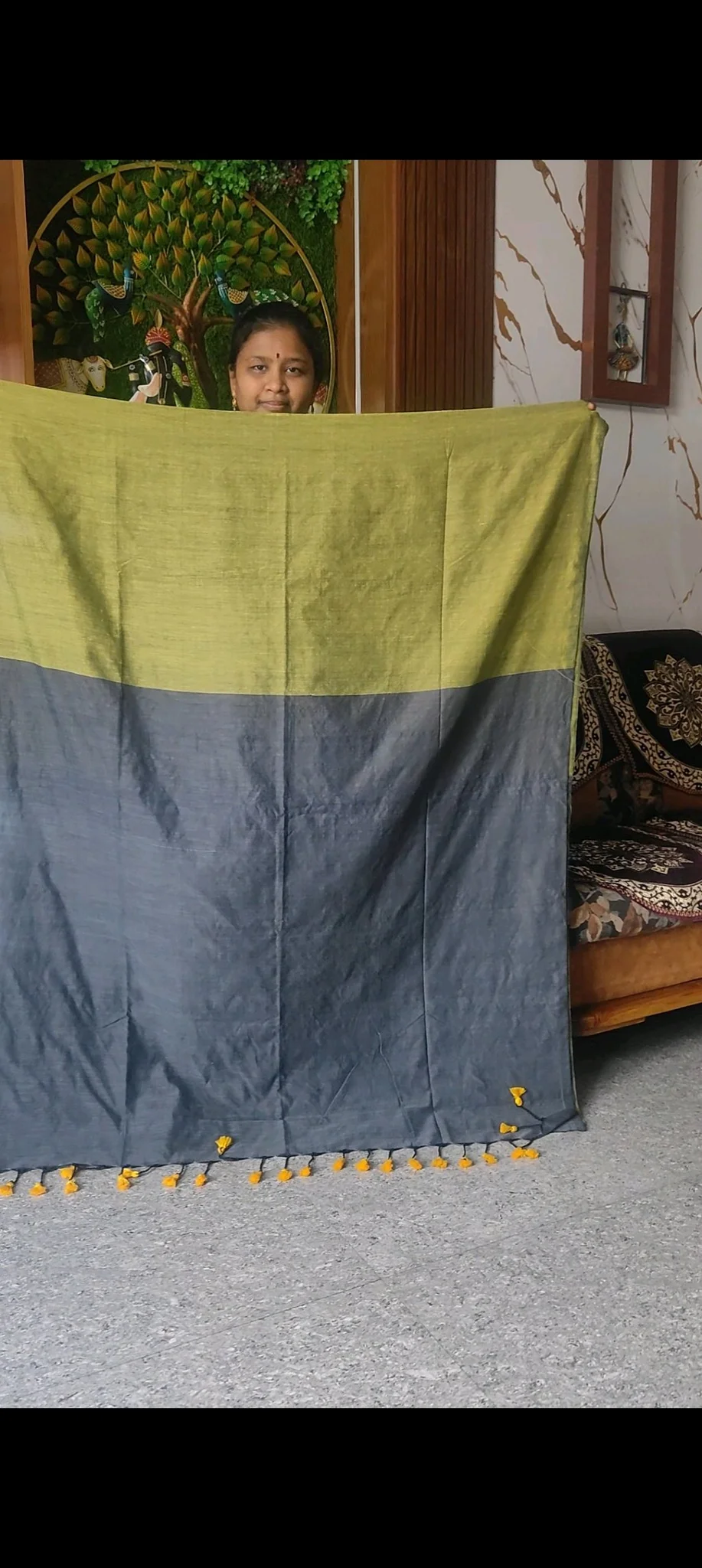 Contrast Pallu With Contrast Blouse Khadhi Cottons thumbnail 6