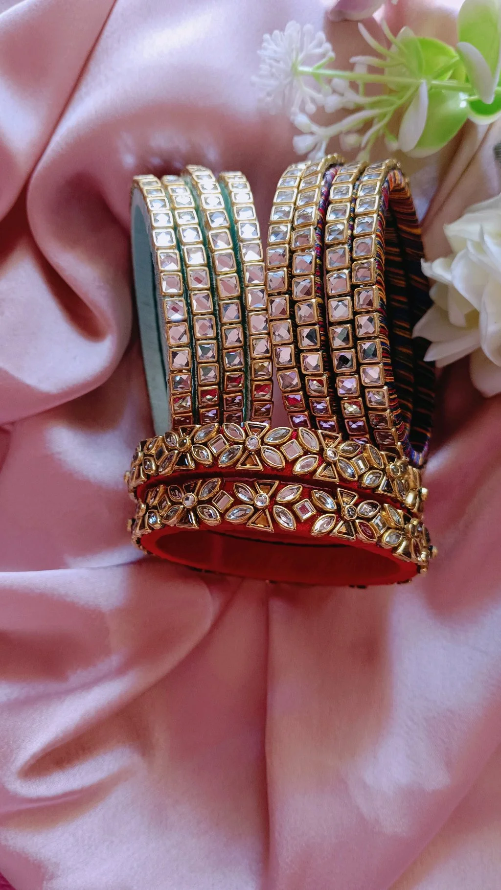 Traditional Kundan and Stone Embellished Bangle Set