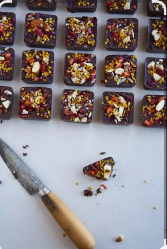 Homemade Dark Chocolate Squares with Nuts and Dried Fruits Kg