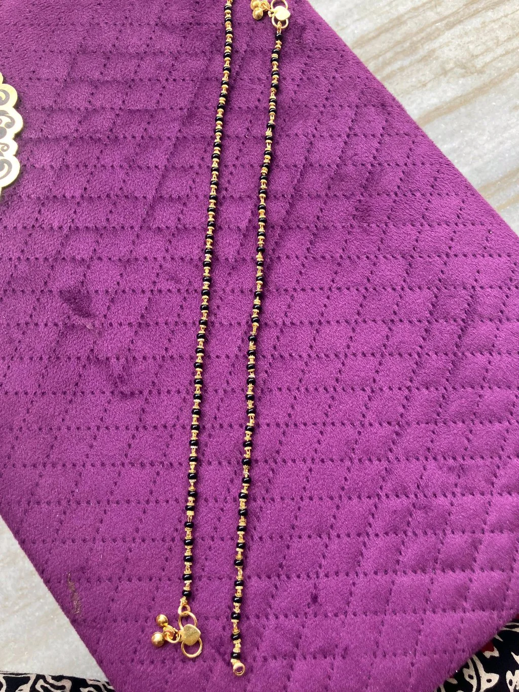 Gold Plated Black Beaded Mangalsutra with AD Pendant 5