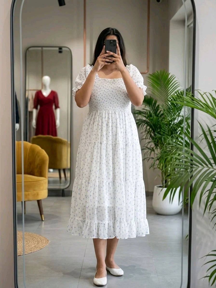 Plus Size Floral Smocked Tiered Maxi Dress 3