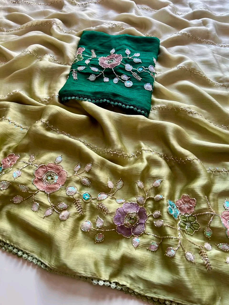 Satin Chiffon Silk Sarees thumbnail 4
