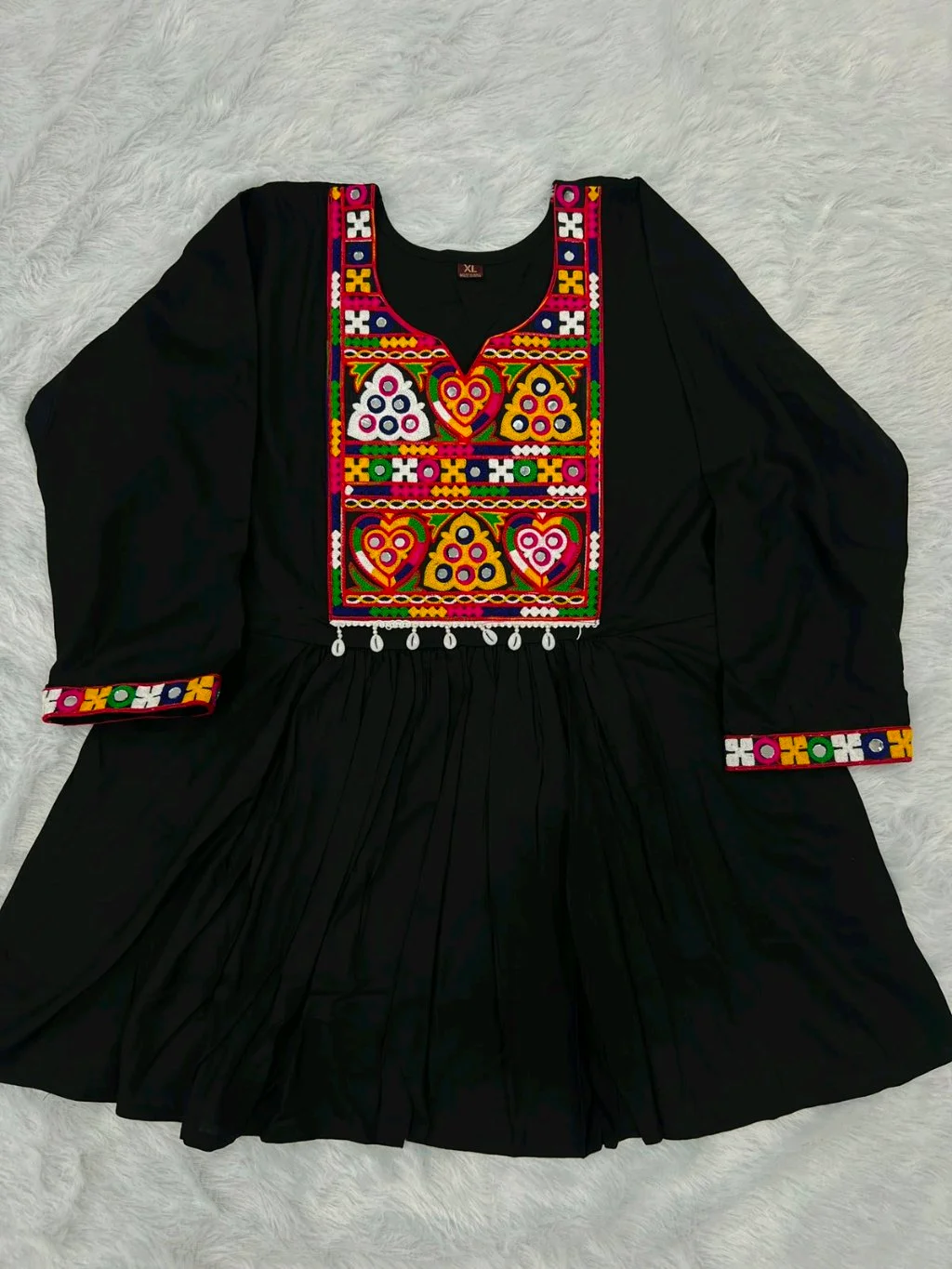 Rayon Kurti with Colorful Mirror Work Embroidery 1