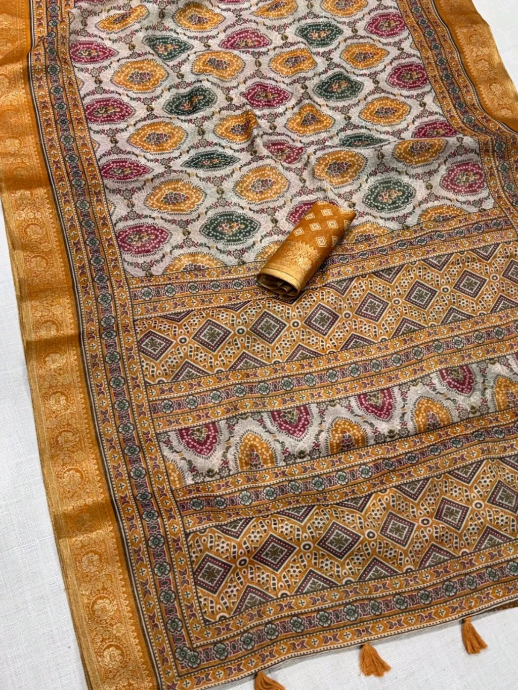 Ajrakh Print Sarees thumbnail 3