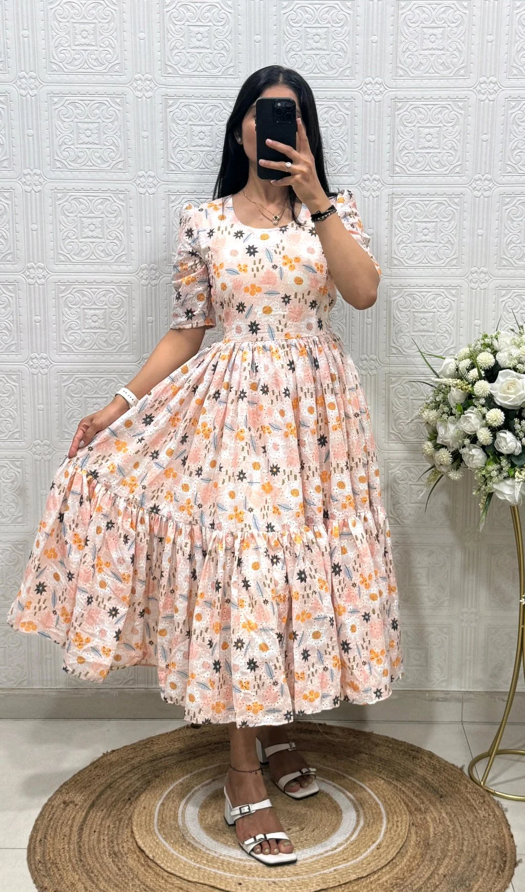 Floral Tiered Maxi Dress with Puff Sleeves 1