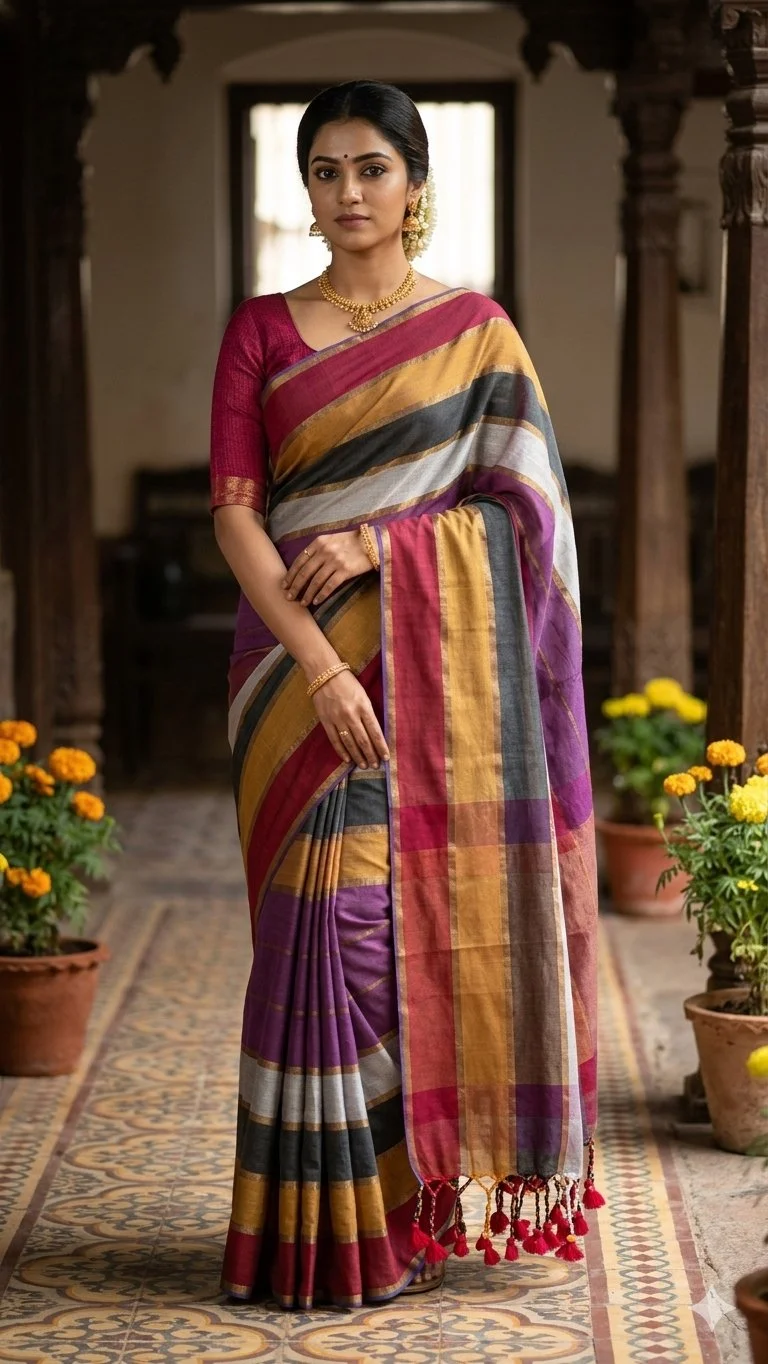 Malti colour kadhi cotton sarees,
Which is very comfortable and light weight super quality sarees 2