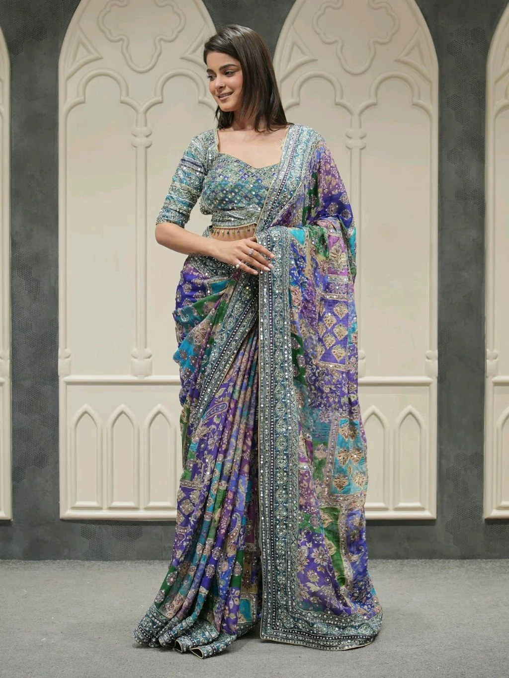 Soft Chinion With  Beautiful Print Sarees