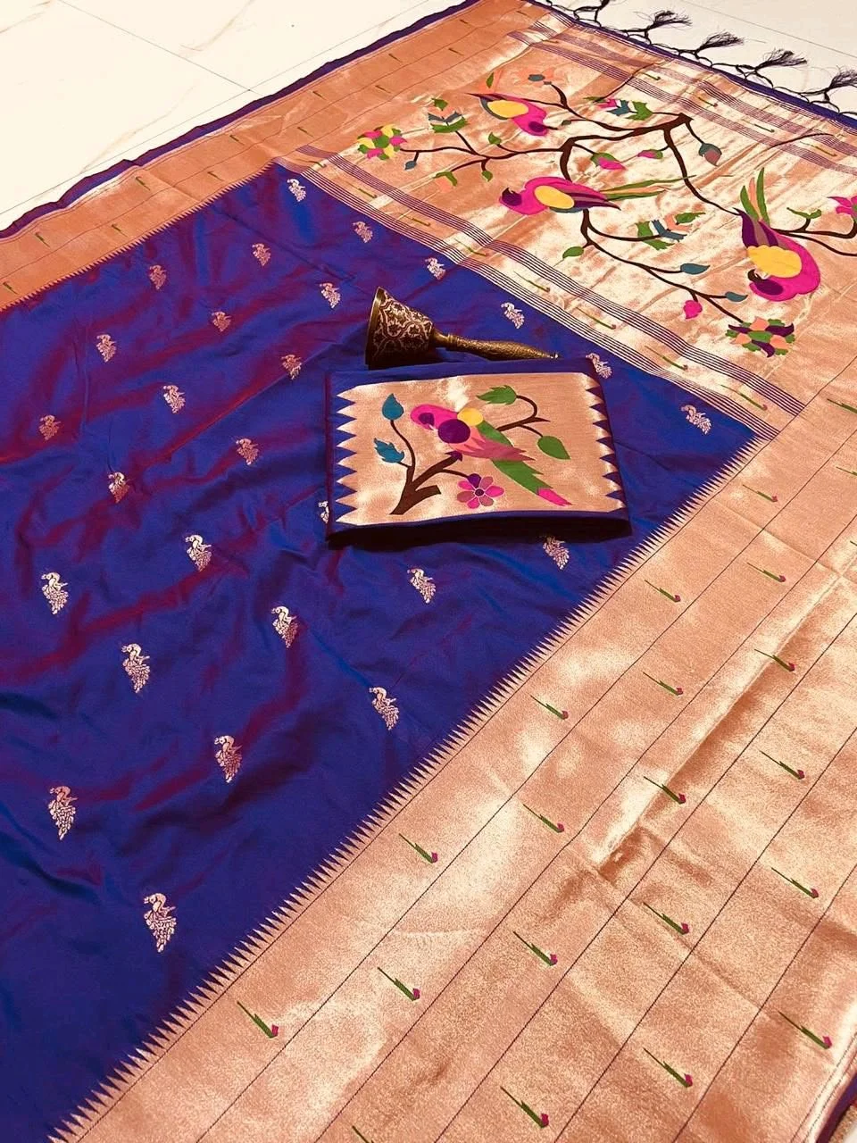 Paithani Silk Saree with Bird Motifs 5