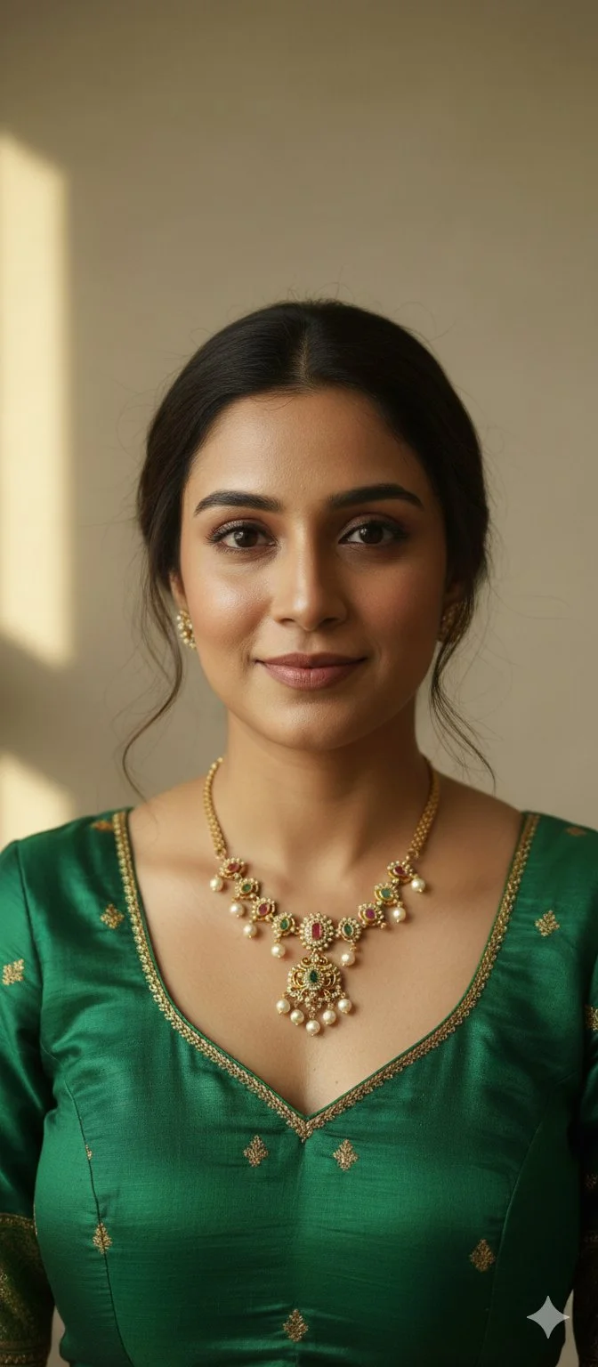 Gold Toned Stone and Pearl Necklace