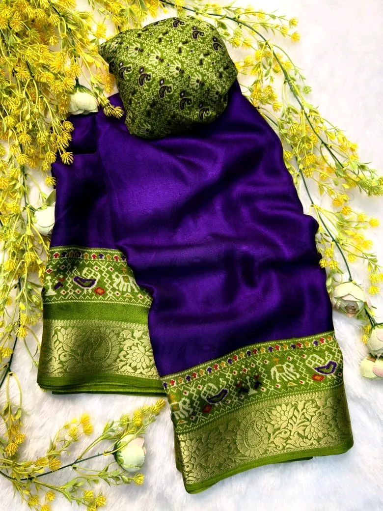 New Ajrakh Nevy Marsh Mellow Self Saree thumbnail 7