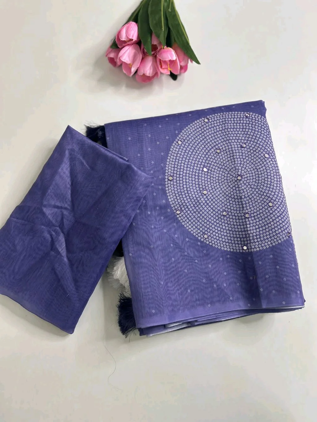 Soft Cotton Fabric Set with Pearl Mirror Work thumbnail 4