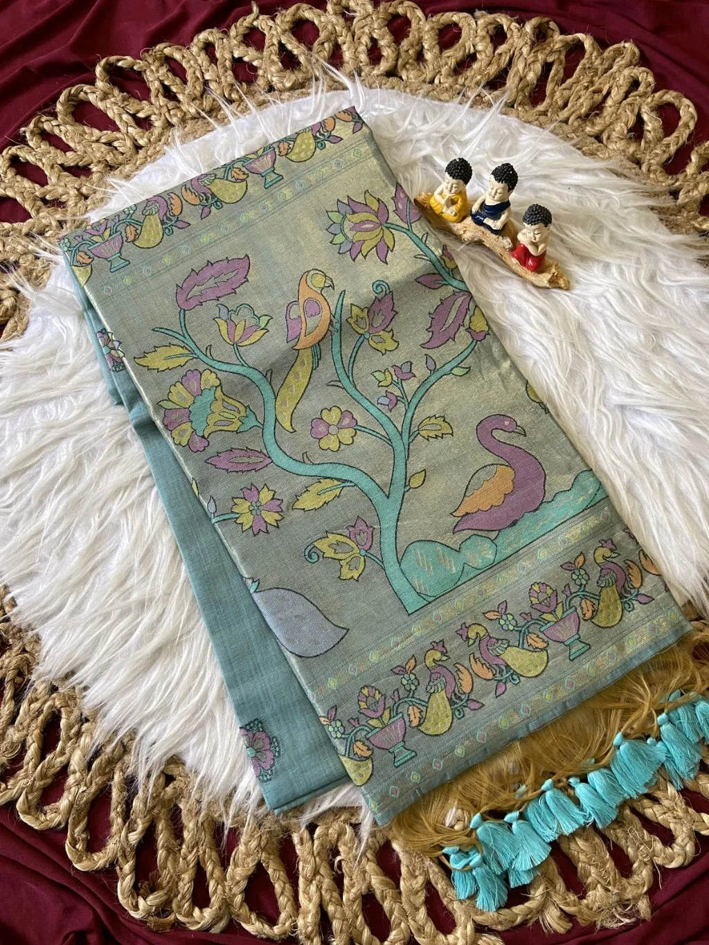 Soft Muga Cotton Paithani Saress thumbnail 4