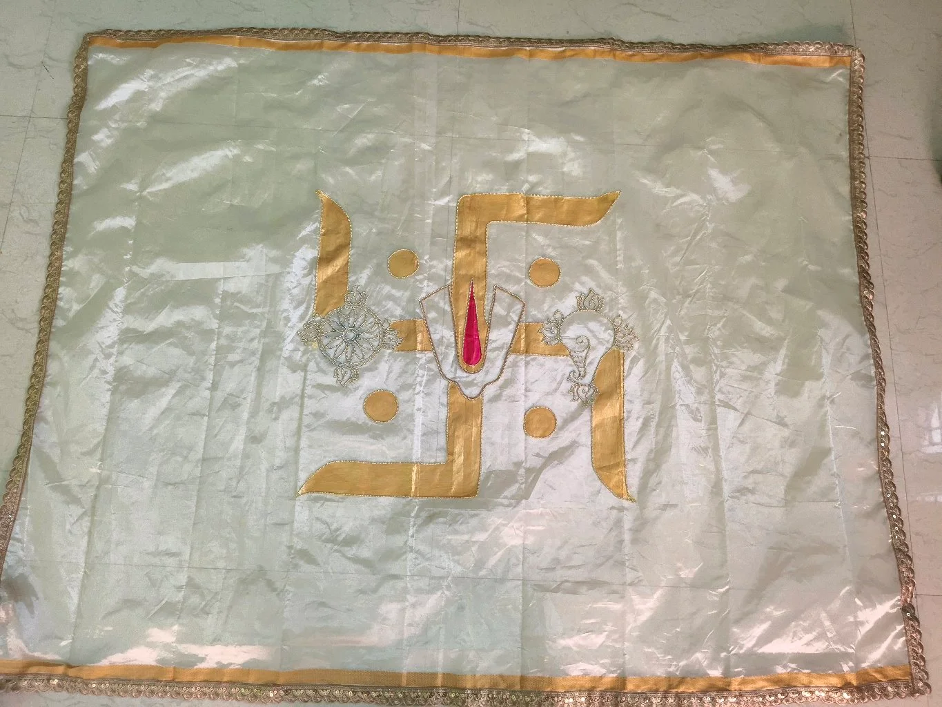 White Swastika and Vaishnava Symbols Adduthera For Indian Weading,