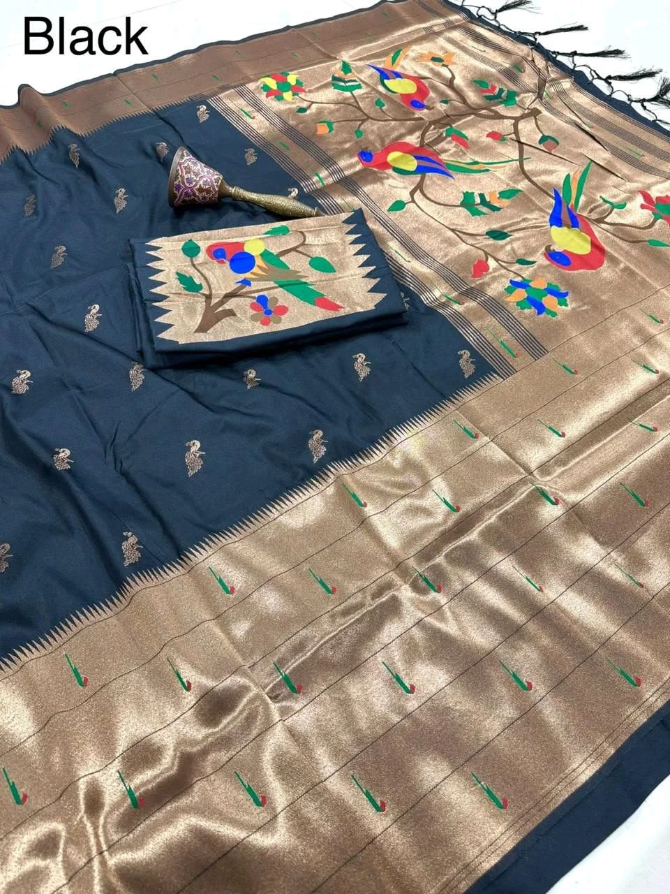Paithani Silk Saree with Bird Motifs 2