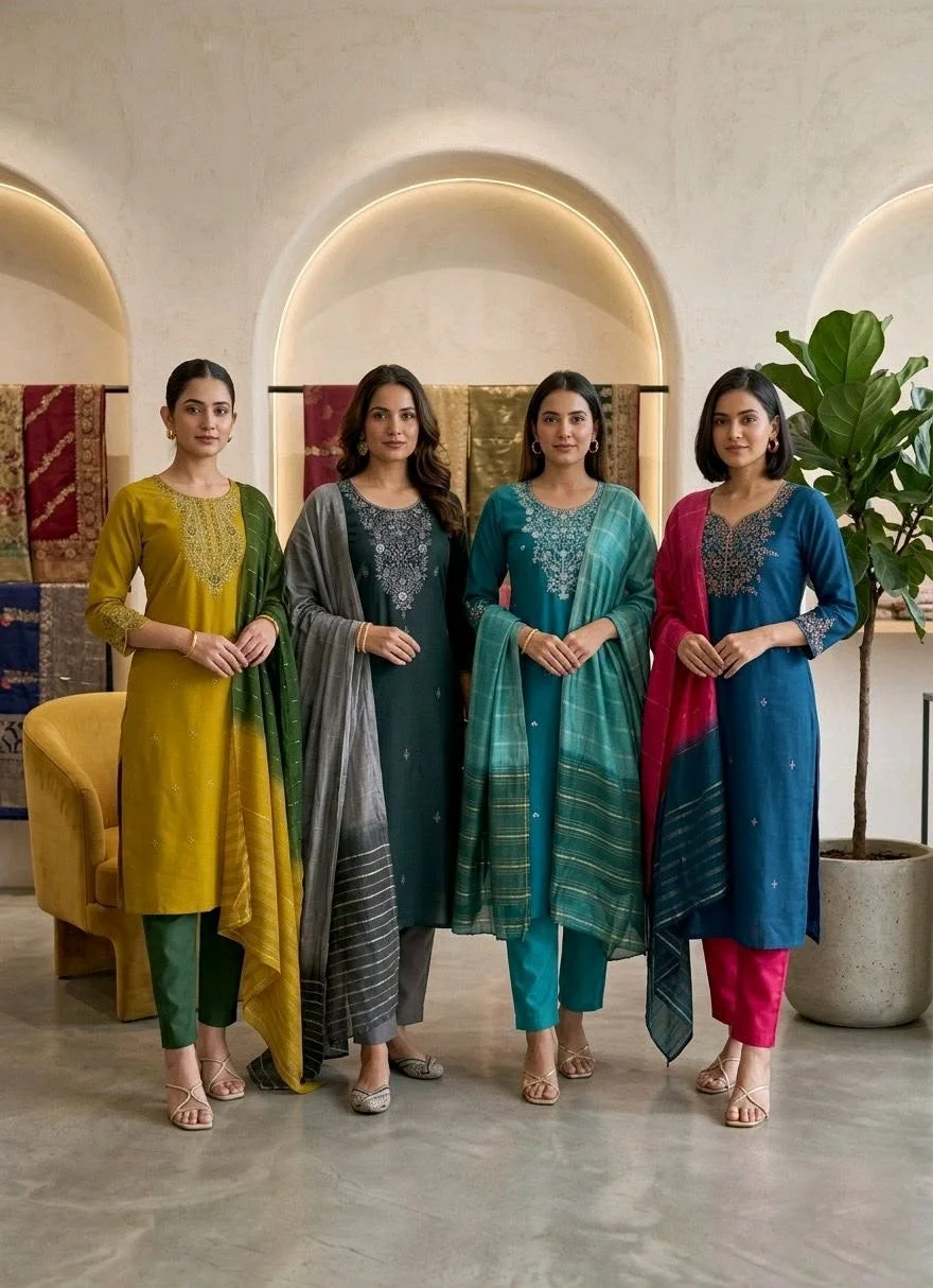 Designer Embroidered Kurta Set with Dupatta thumbnail 2