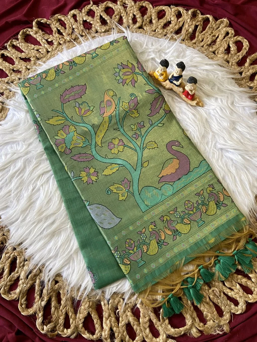 Soft Muga Cotton Paithani Saress thumbnail 1