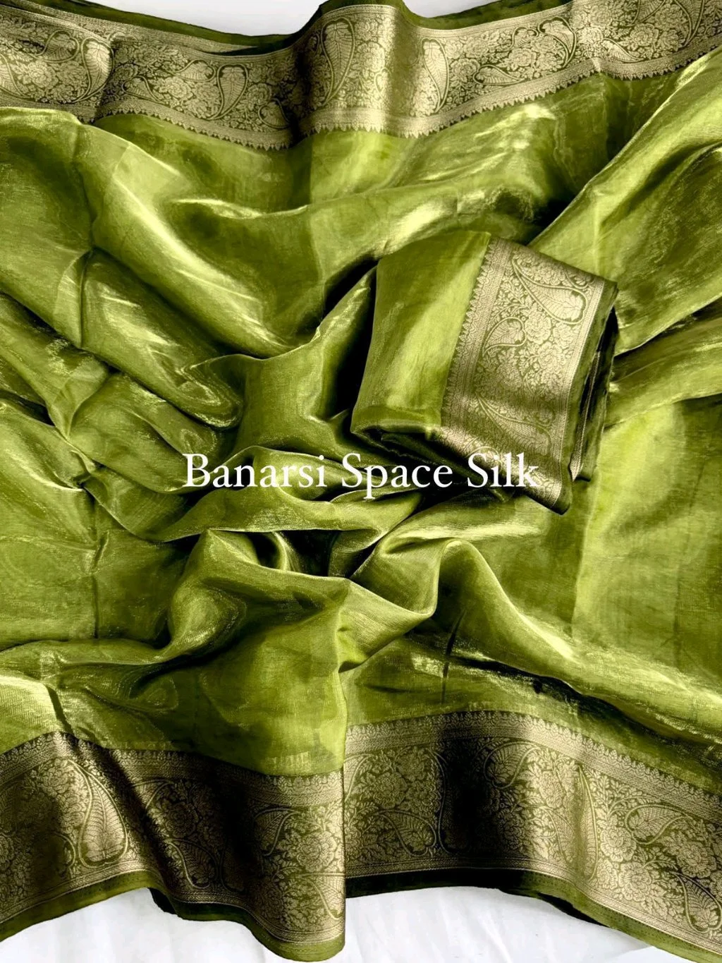 Banarasi Space Silk Saree Collection with Gold Zari Border 7