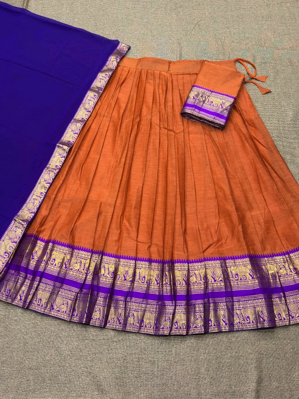 Traditional Silk Blend Lehenga Set with Zari Border 6
