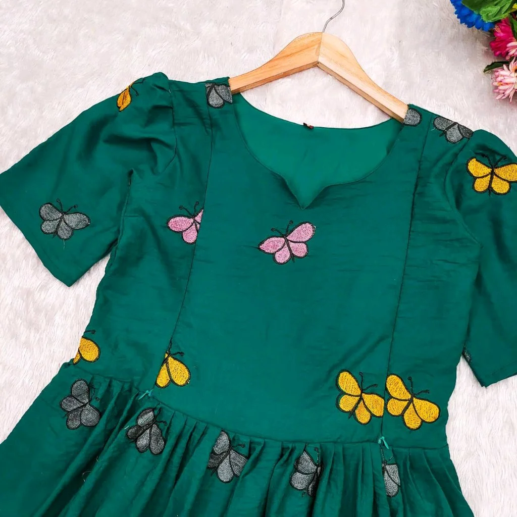Teal Green Butterfly Print Anarkali Dress thumbnail 2