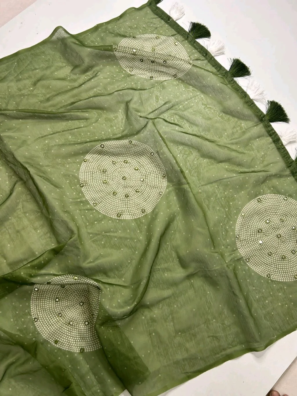 Soft Cotton Fabric Set with Pearl Mirror Work thumbnail 6