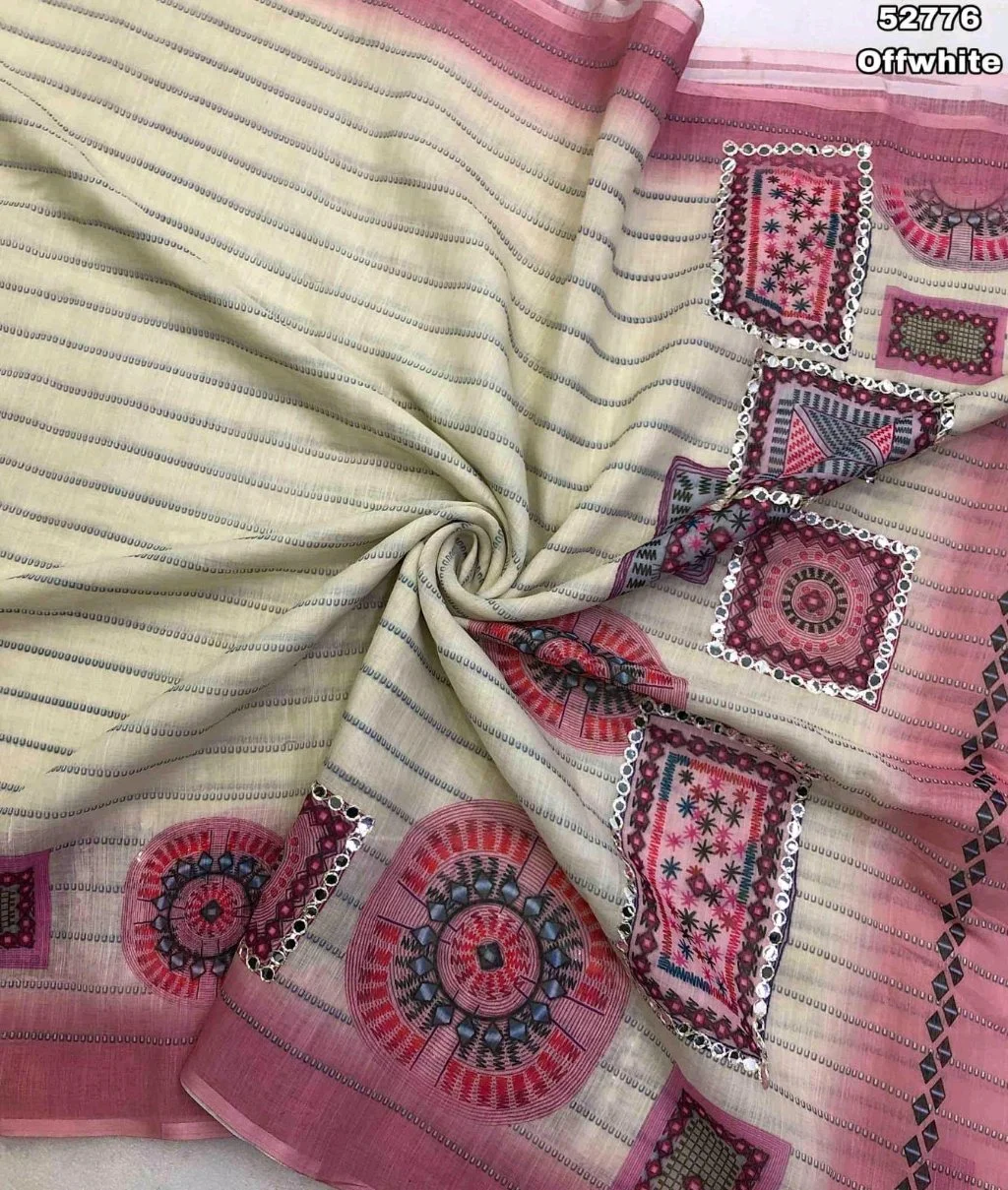 Soft Lenin Digital Print Saree thumbnail 3
