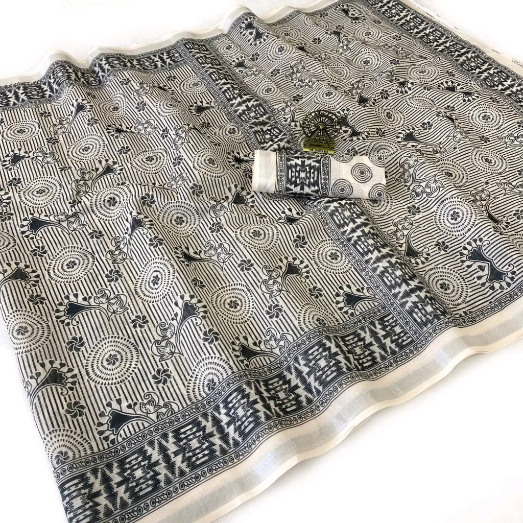 Soft Cotton Print Saree 7