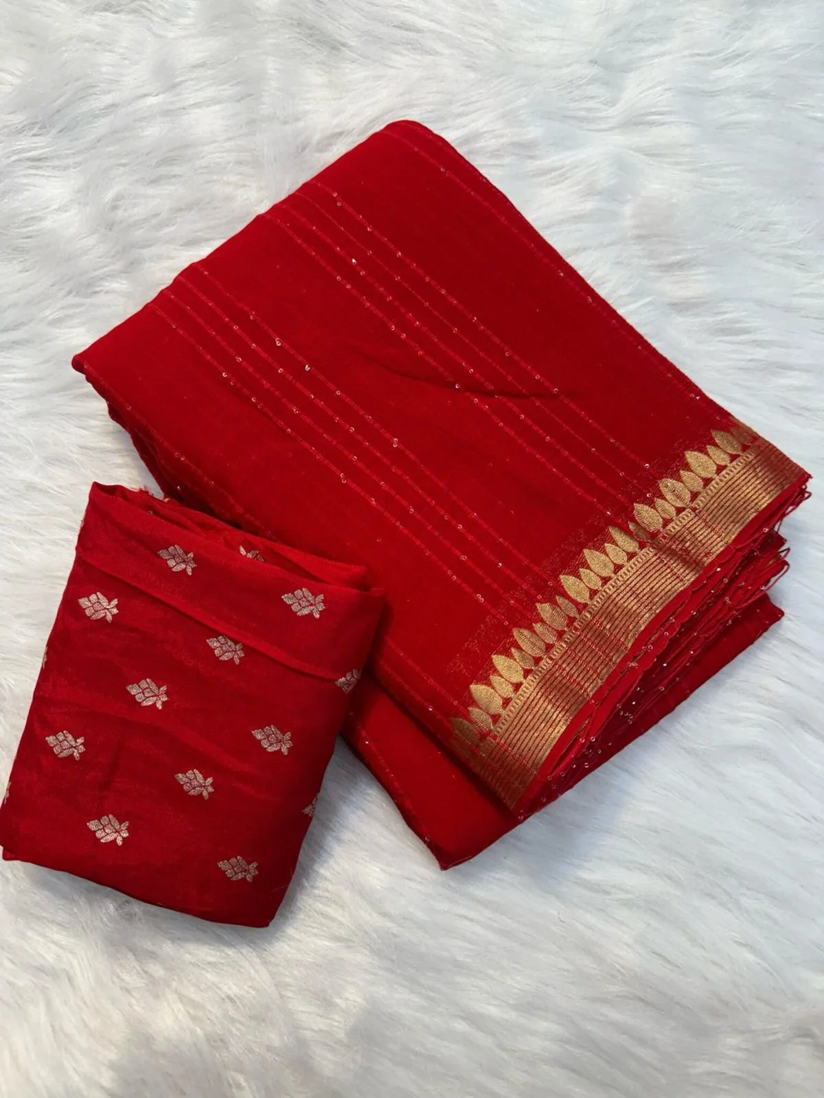 pure VISCOSE GEORGETTE sequence work sarees thumbnail 4