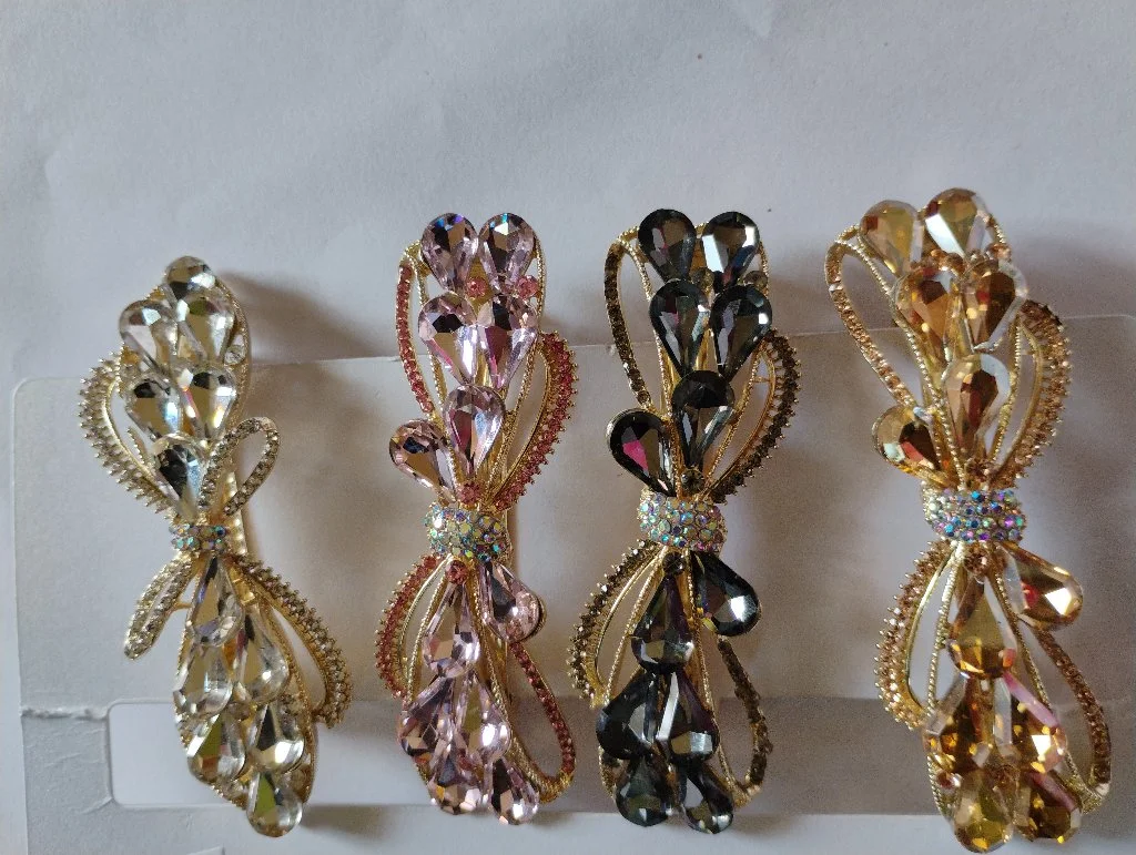 Sparkling Rhinestone Teardrop Hair Clips