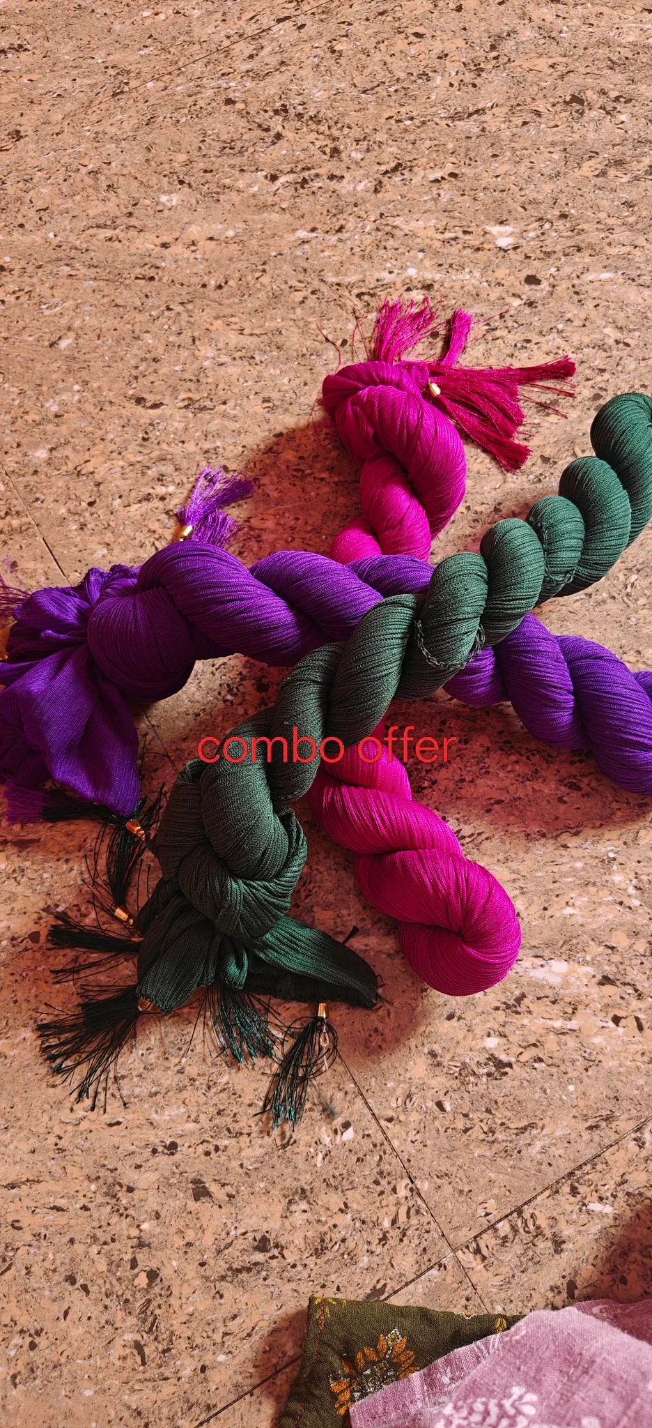 Vibrant Pink Blue Yellow Dupatta Combo Set thumbnail 4