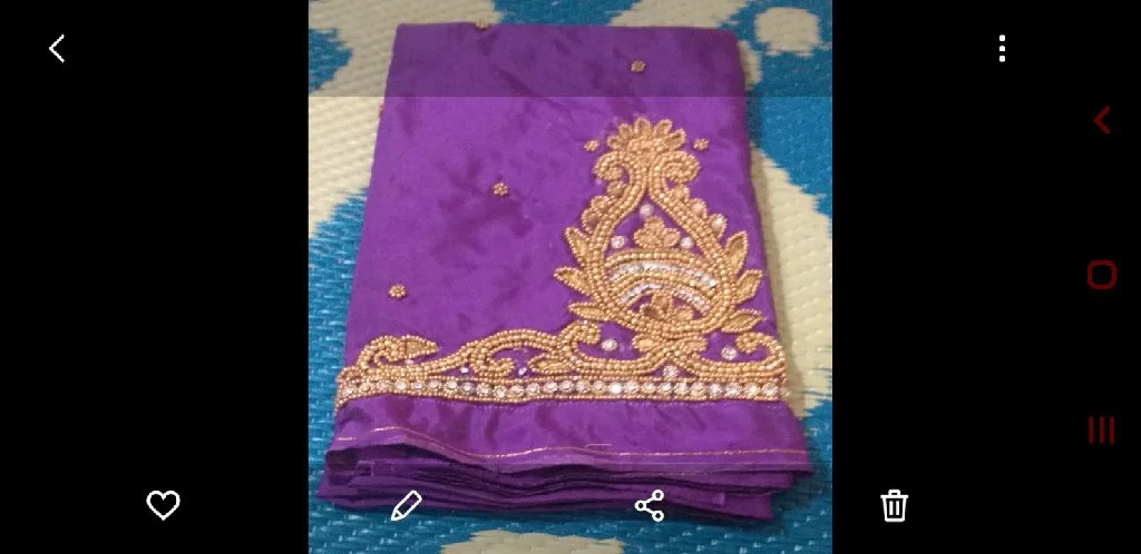 Purple Maggam Work Blouse Piece with Gold and White Embroidery